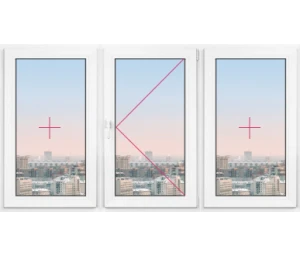 Трехстворчатое окно Rehau Brillant 1850x1850 - фото - 1